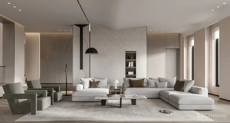 茧界设计:暖色调的油画美墅,尽显极简平衡之美!