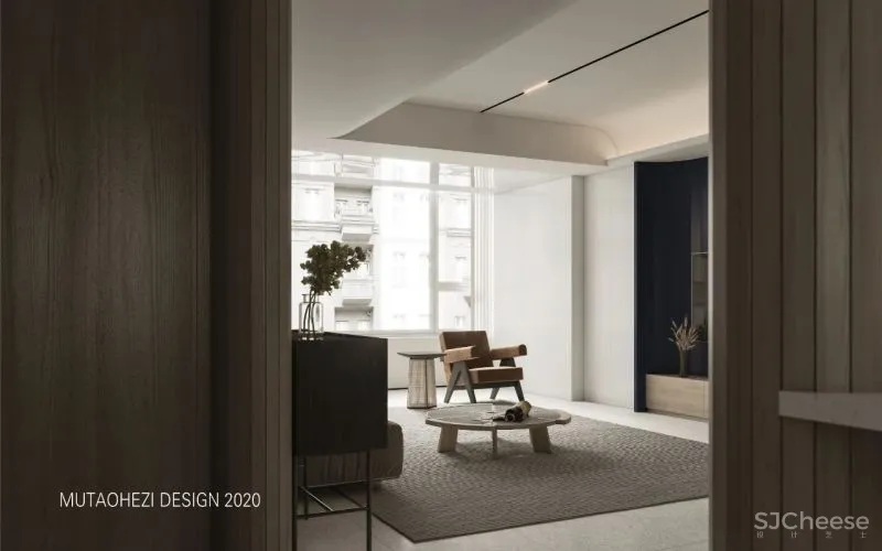 黄铜、石材、藤编，温暖自然的大平层设计丨木桃盒子