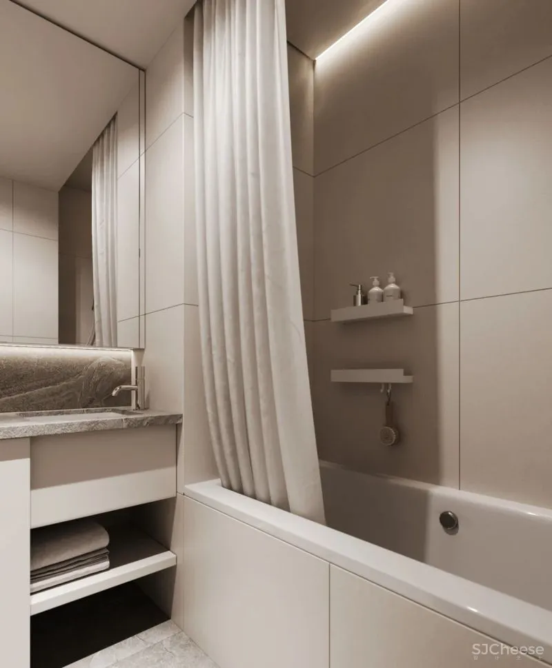 40㎡ 小公寓，客厅加个帘子做隔墙，一房能变两房用