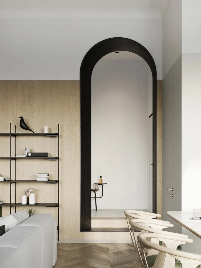 90㎡ 两室一厅,拱形元素的时尚应用,清爽又个性!