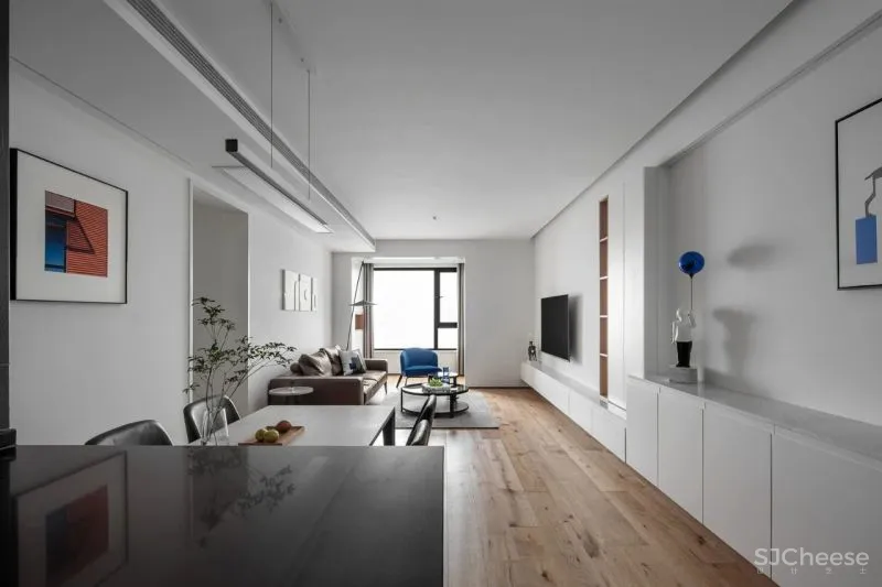 皇家蓝与爱马仕橙,极简空间的时尚活力感 宏福樘设计