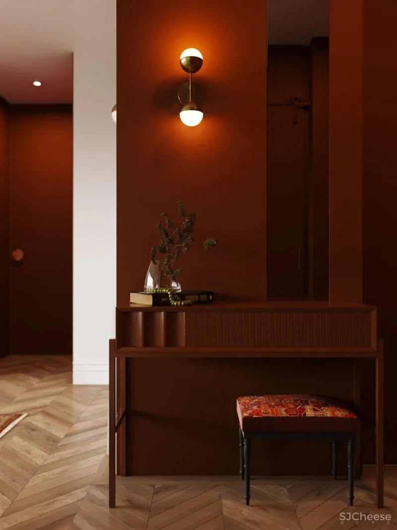 大户型下的浓郁枫叶红,留存满室的明朗光泽!