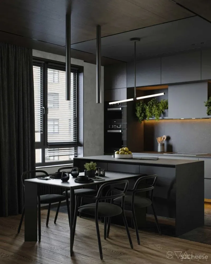 90㎡黑色沉稳，豪宅范儿十足