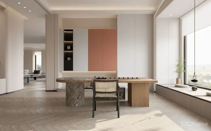 茧界设计:暖色调的油画美墅,尽显极简平衡之美!