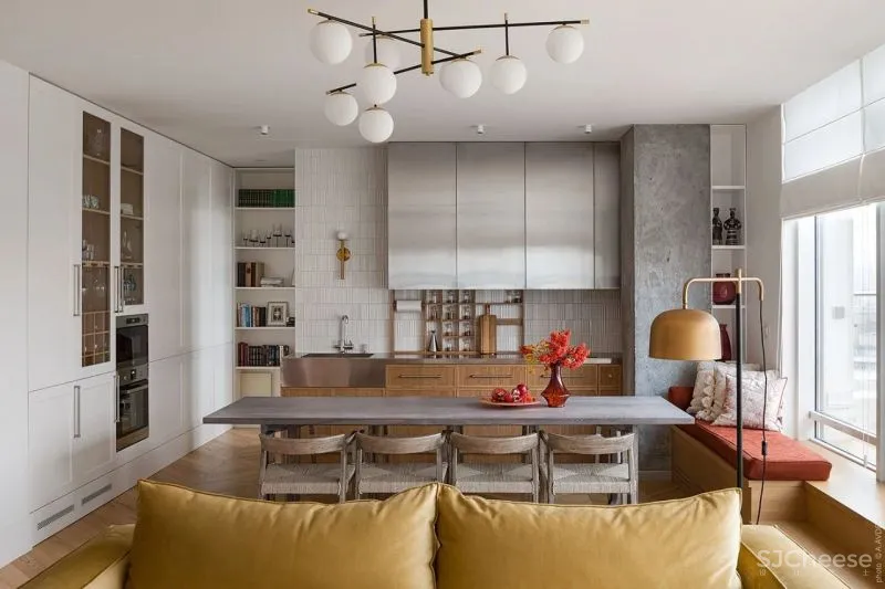 大户型下的浓郁枫叶红,留存满室的明朗光泽!