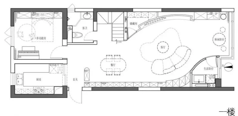 两道弧线串联起来的家，重新定义功能 理居设计