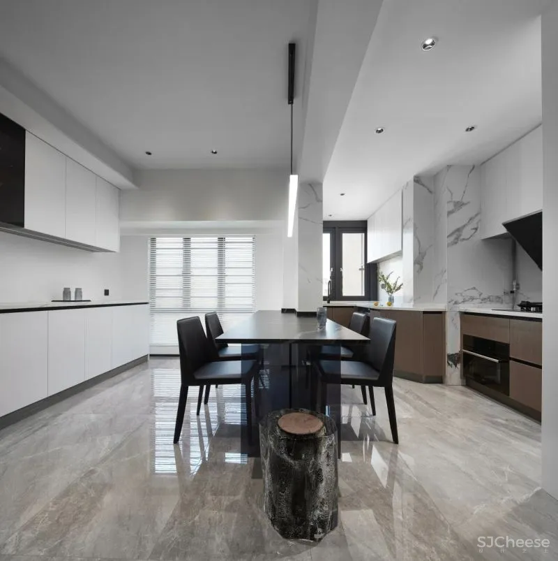 黑、白、灰、木，简练时尚的现代空间｜迪尚设计