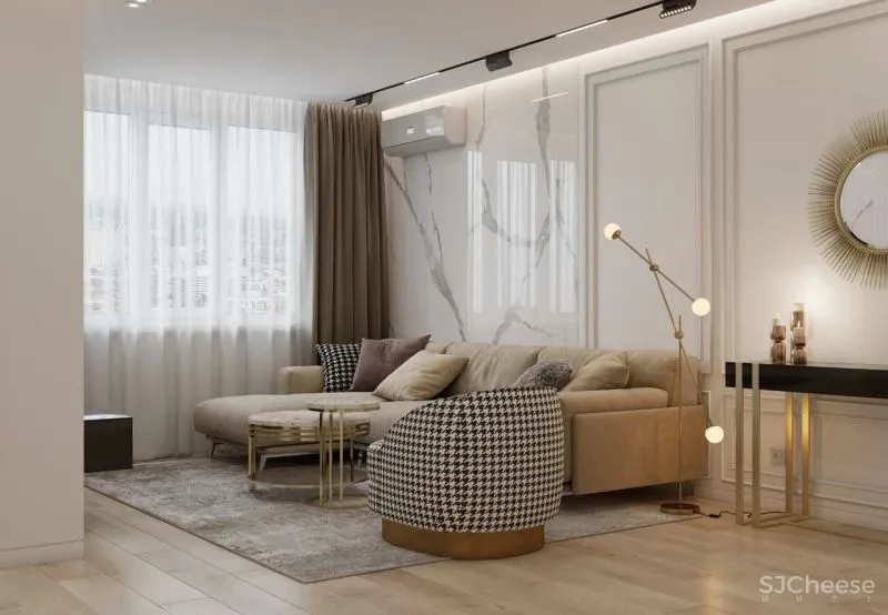 120m²私宅设计，黄铜与轻奢的邂逅