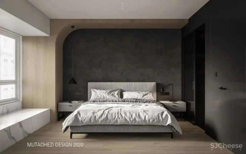 黄铜、石材、藤编，温暖自然的大平层设计丨木桃盒子