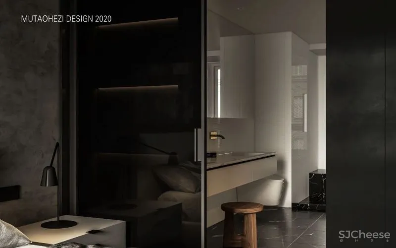 黄铜、石材、藤编，温暖自然的大平层设计丨木桃盒子