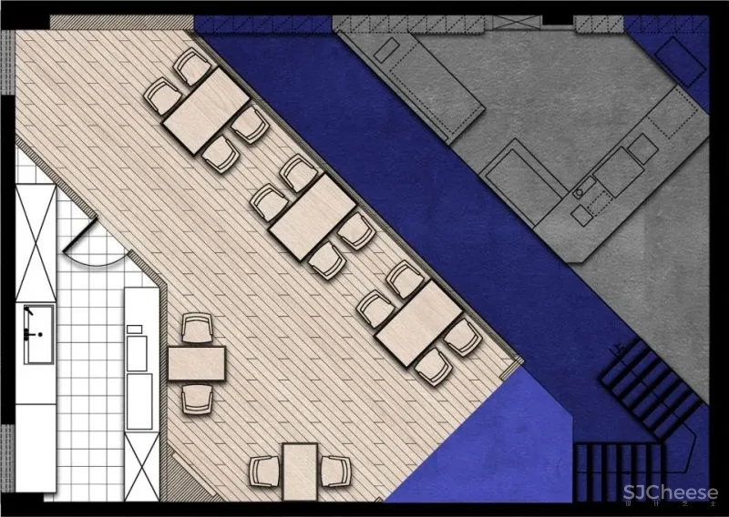 新作 立方体的重构 理想之蓝咖啡，青岛 开尺设计事务所