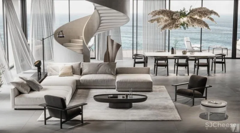 素雅现代的海滨别墅,通透