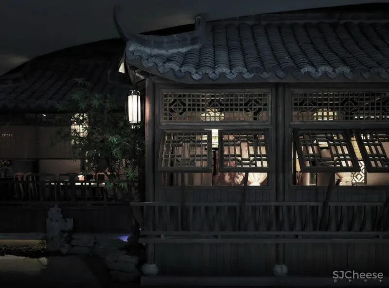 借鉴江南院落概念,引入徽派建筑意境