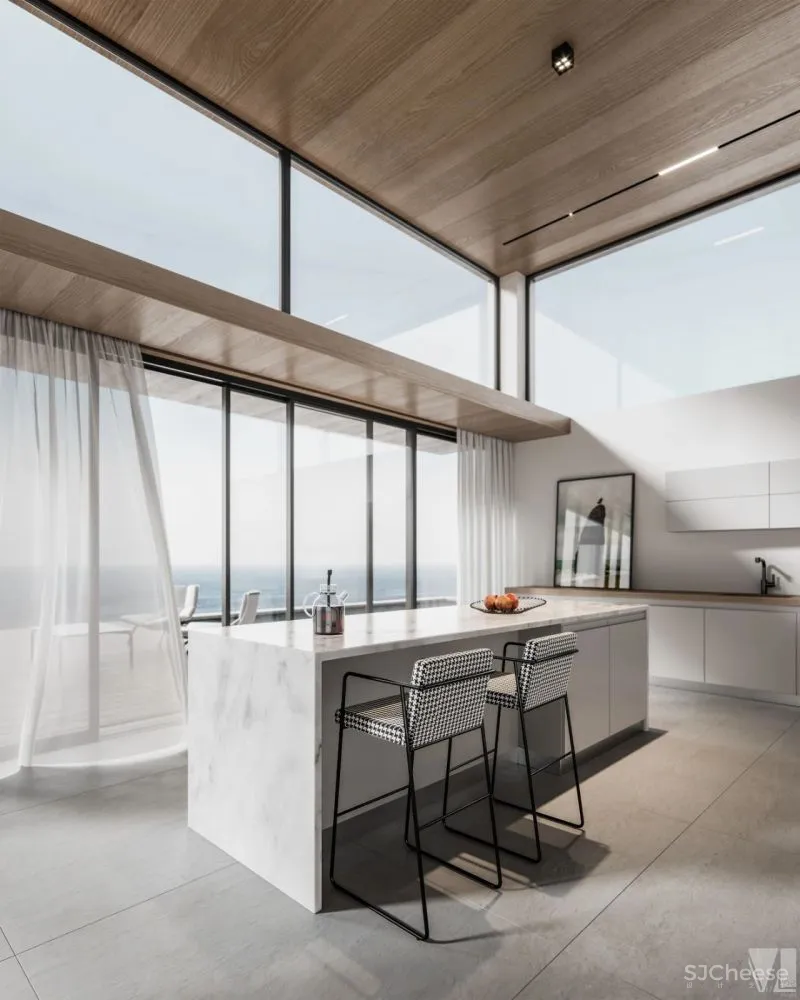 素雅现代的海滨别墅,通透