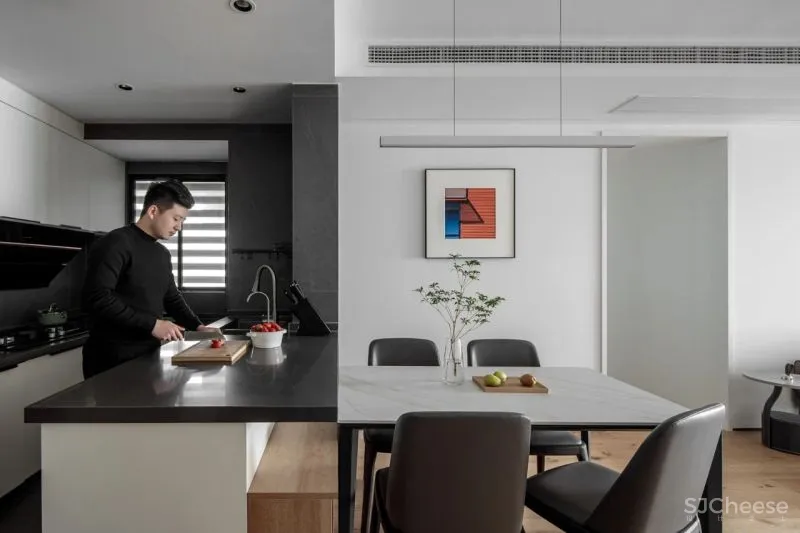 皇家蓝与爱马仕橙,极简空间的时尚活力感 宏福樘设计