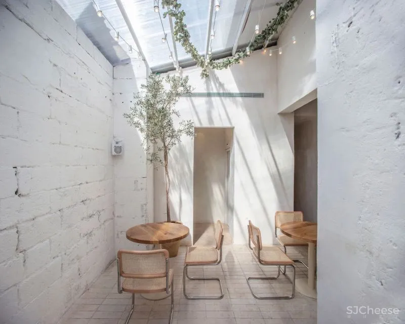 极简主义的OPA餐厅,手工制作的室内素食美食