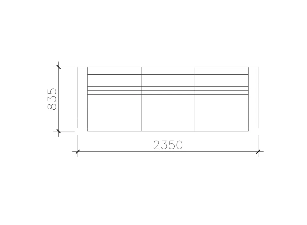 三人座沙发长方形CAD图块