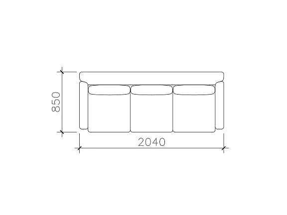 三人座沙发家具CAD图块