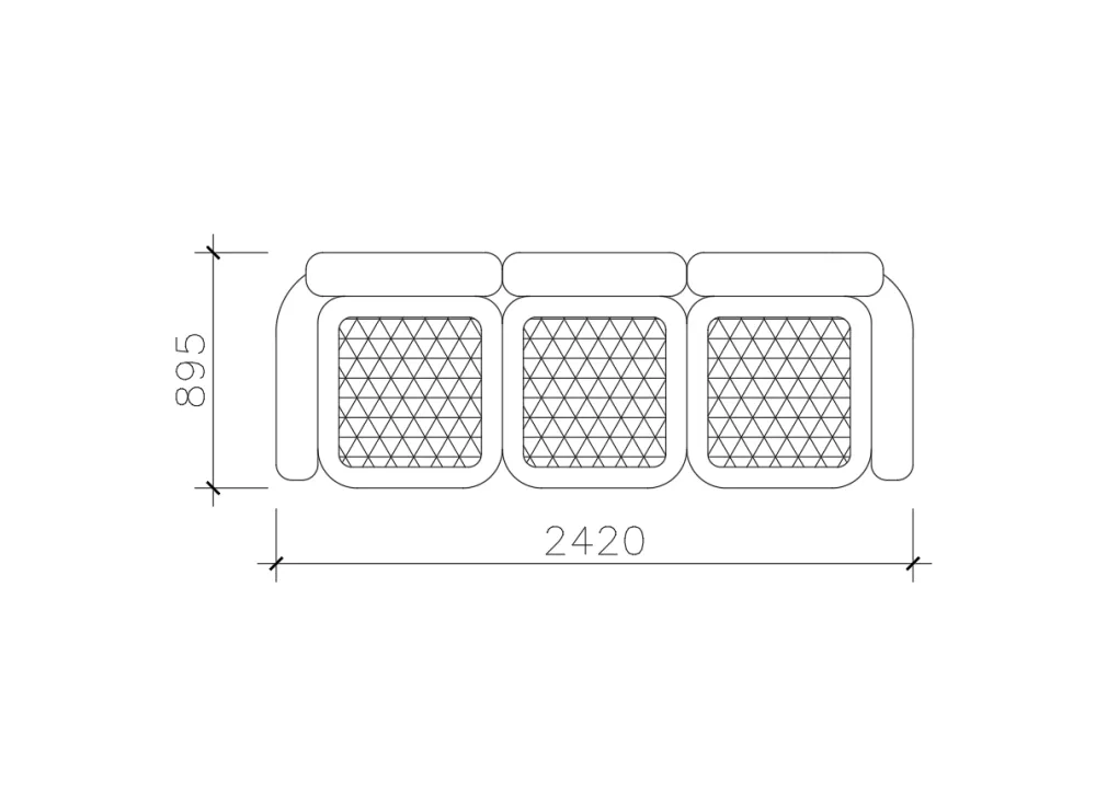 三人座沙发编织坐垫CAD图块