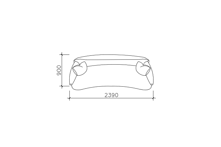 弧形多人座沙发CAD图块