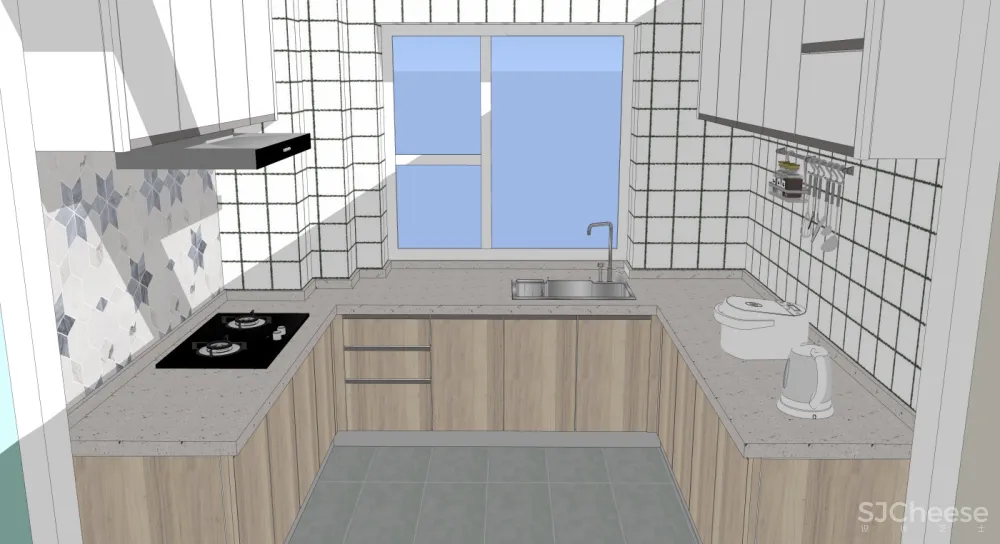 三室一厅客厅儿童房厨房卫生间家装SU模型SketchUp草图大师