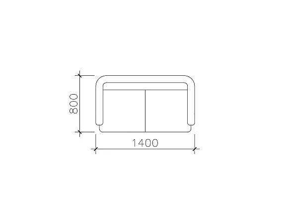 双人沙发弧形靠背CAD图块