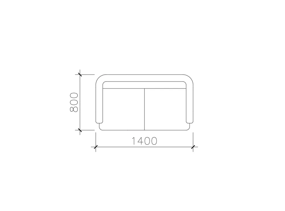 双人沙发弧形靠背CAD图块