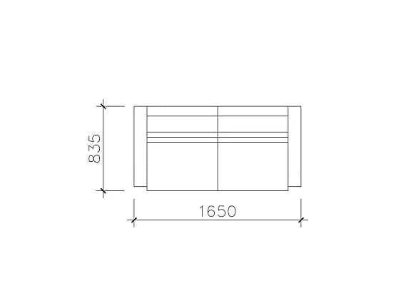 直角边长方形双人沙发CAD图块
