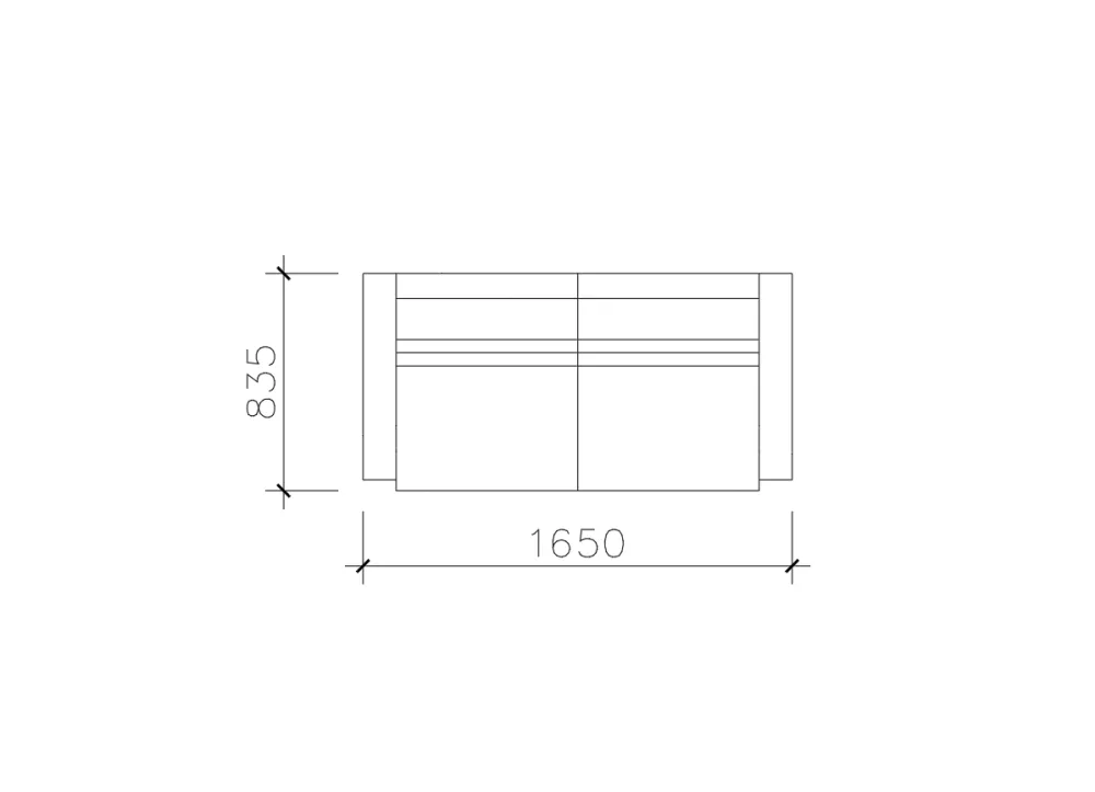 直角边长方形双人沙发CAD图块