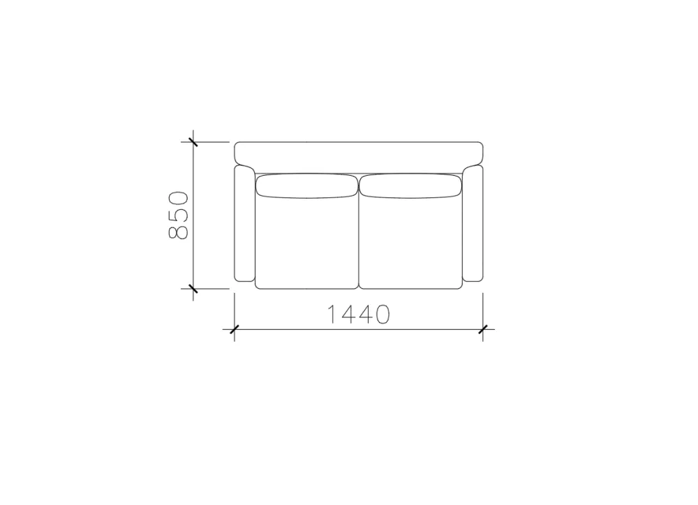 普通传统双人沙发CAD图块