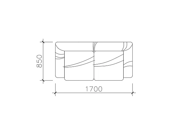 双人沙发圆枕扶手CAD图块