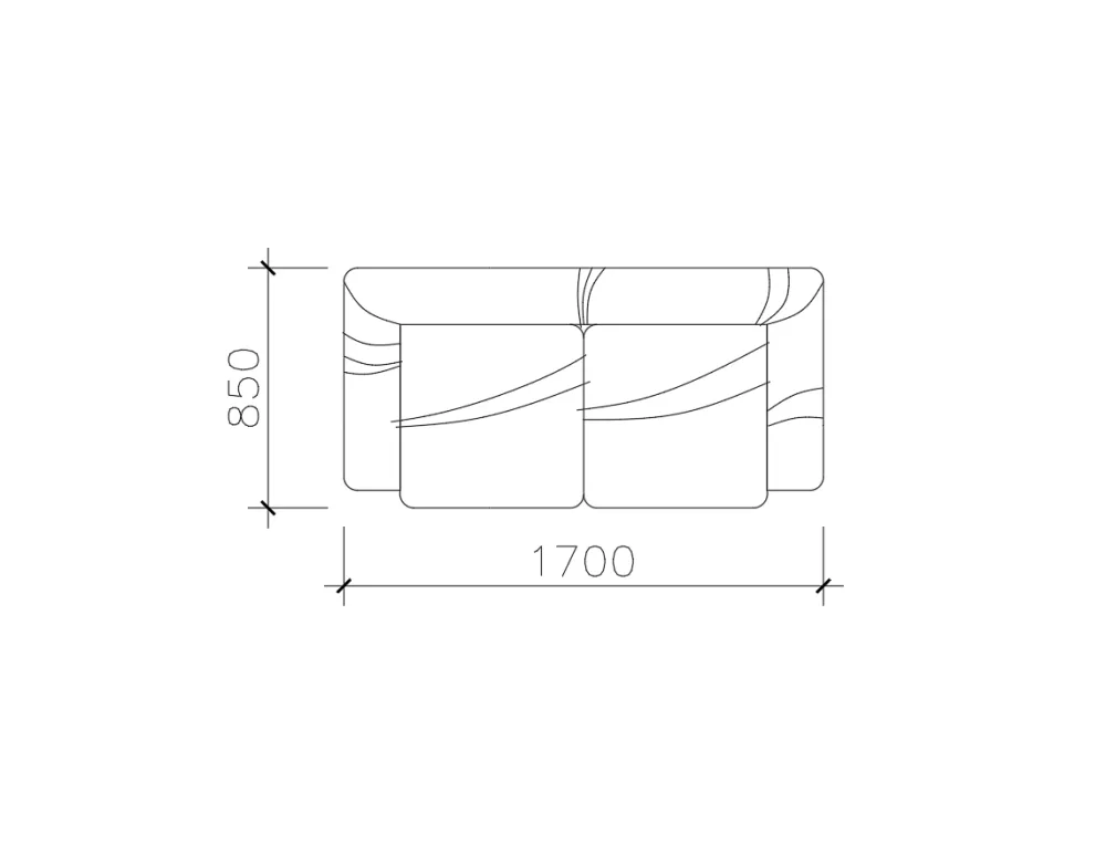 双人沙发圆枕扶手CAD图块