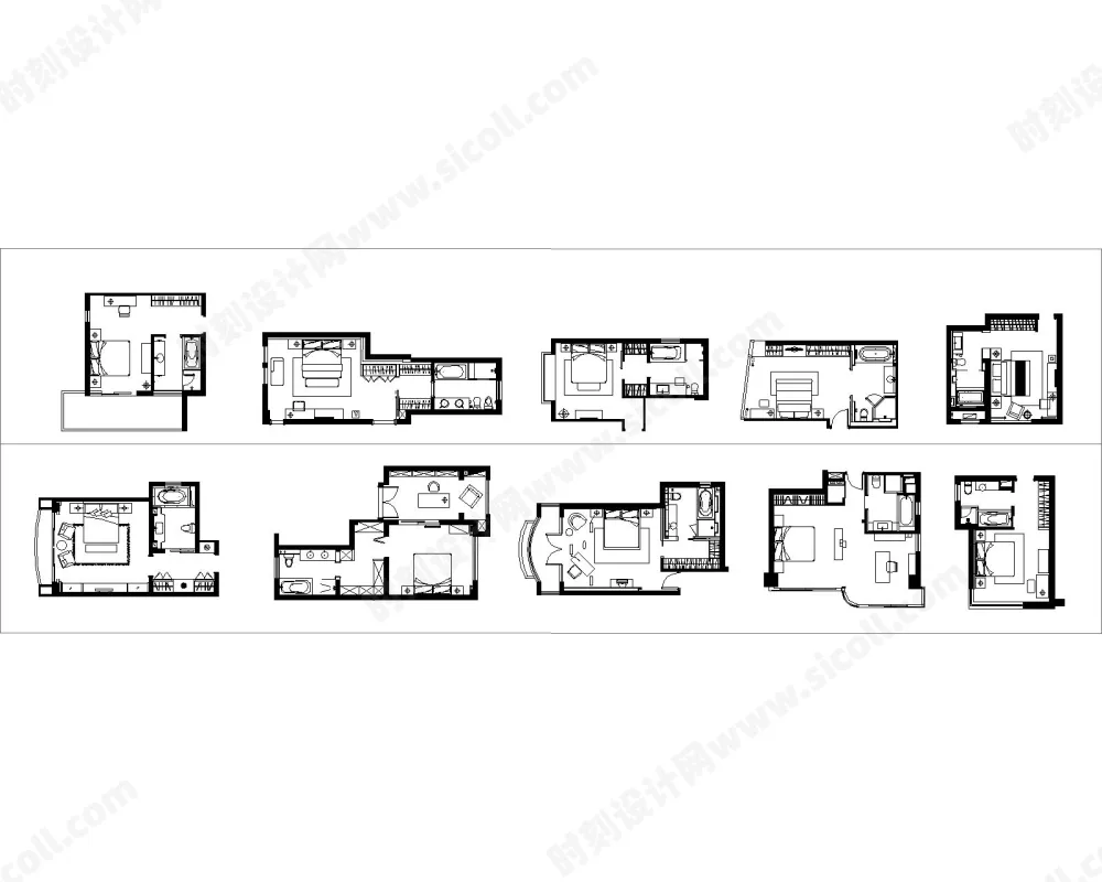 国内名师100套主卧平面布局格局CAD套图-方案图库丨DWG格式丨7.77MM