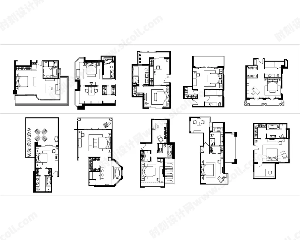 国内名师100套主卧平面布局格局CAD套图-方案图库丨DWG格式丨7.77MM
