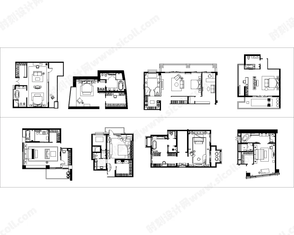 国内名师100套主卧平面布局格局CAD套图-方案图库丨DWG格式丨7.77MM