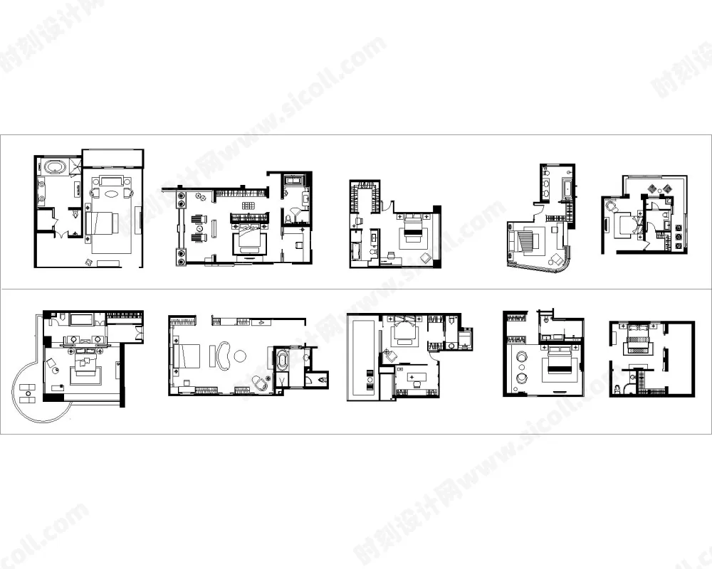 国内名师100套主卧平面布局格局CAD套图-方案图库丨DWG格式丨7.77MM