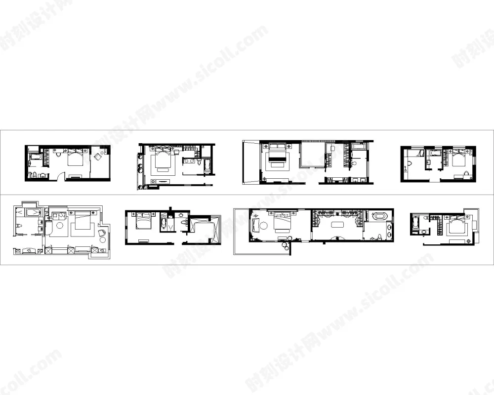 国内名师100套主卧平面布局格局CAD套图-方案图库丨DWG格式丨7.77MM