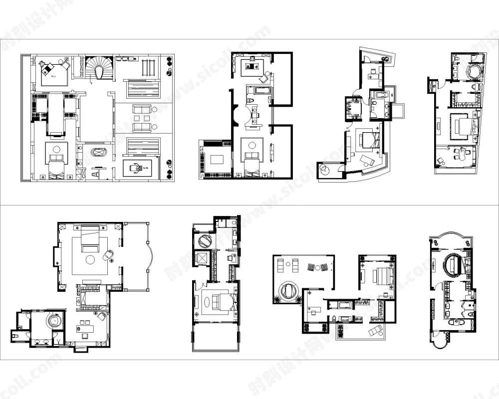 国内名师100套主卧平面布局格局CAD套图-方案图库丨DWG格式丨7.77MM
