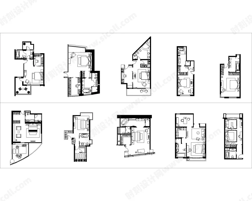 国内名师100套主卧平面布局格局CAD套图-方案图库丨DWG格式丨7.77MM