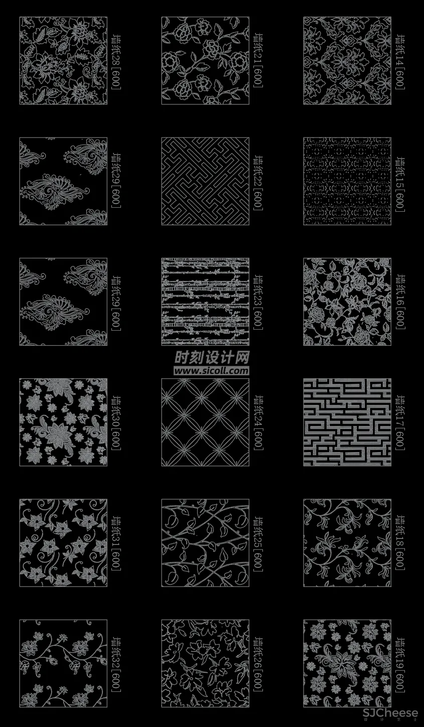 室内设计必备CAD填充图案合集丨木纹地板大理石拼花地砖地毯等等······丨703个丨PAT格式丨57.3M