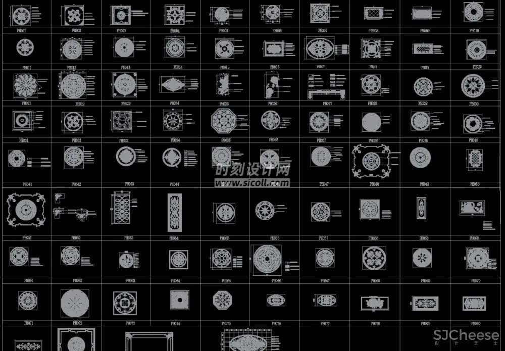 CAD地面铺装拼花合集丨各类大理石材地砖拼花波打线线条......丨DWG格式丨1.1G