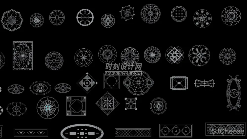 CAD地面铺装拼花合集丨各类大理石材地砖拼花波打线线条......丨DWG格式丨1.1G