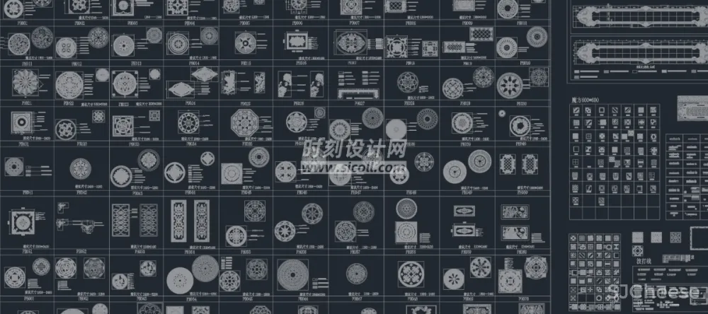 CAD地面铺装拼花合集丨各类大理石材地砖拼花波打线线条......丨DWG格式丨1.1G