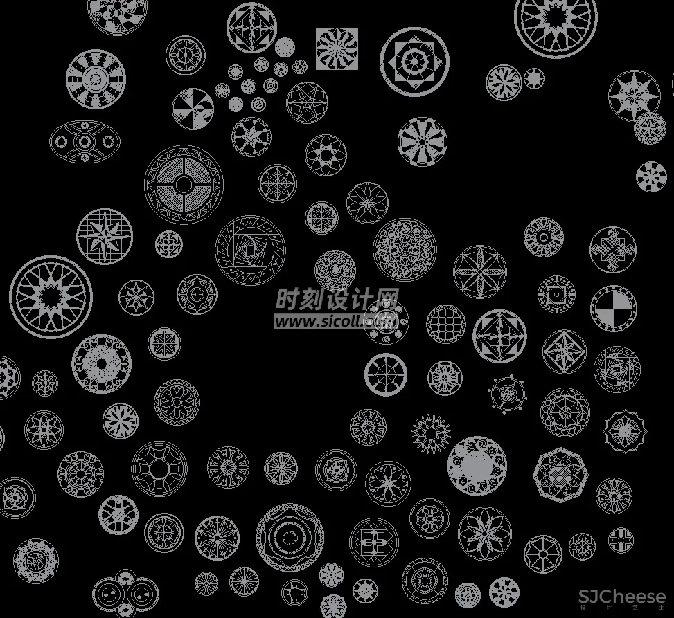 CAD地面铺装拼花合集丨各类大理石材地砖拼花波打线线条......丨DWG格式丨1.1G