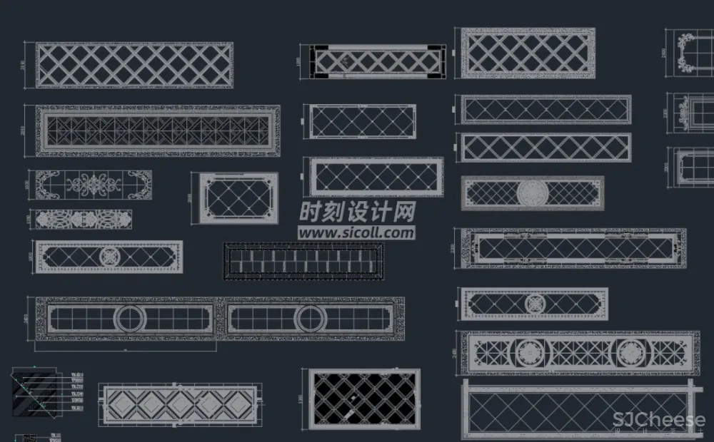 CAD地面铺装拼花合集丨各类大理石材地砖拼花波打线线条......丨DWG格式丨1.1G