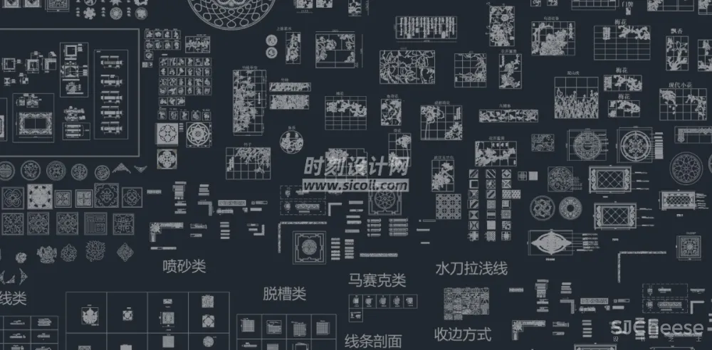 CAD地面铺装拼花合集丨各类大理石材地砖拼花波打线线条......丨DWG格式丨1.1G