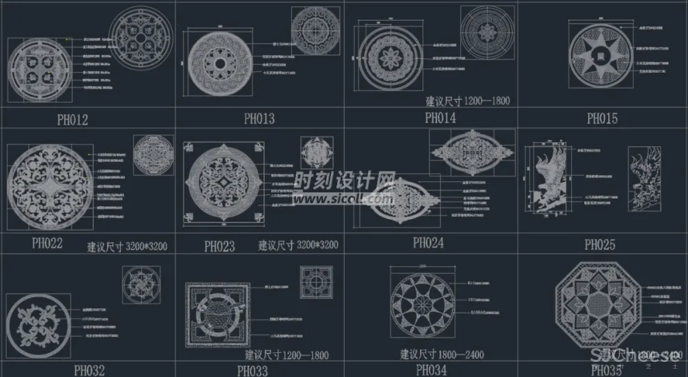 CAD地面铺装拼花合集丨各类大理石材地砖拼花波打线线条......丨DWG格式丨1.1G