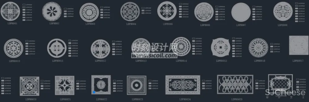 CAD地面铺装拼花合集丨各类大理石材地砖拼花波打线线条......丨DWG格式丨1.1G