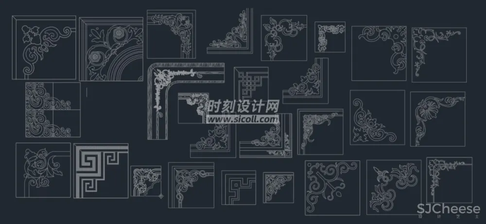 CAD地面铺装拼花合集丨各类大理石材地砖拼花波打线线条......丨DWG格式丨1.1G