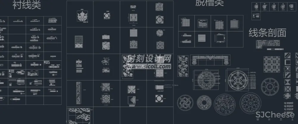 CAD地面铺装拼花合集丨各类大理石材地砖拼花波打线线条......丨DWG格式丨1.1G